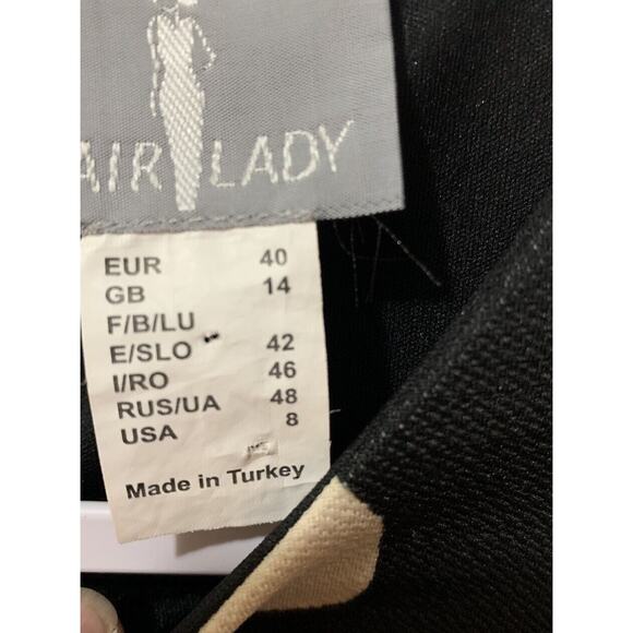 Fair Lady Stretch Sheath Black,Ivory Spot Polka Dot Dress Size 8 Vintage - Picture 6 of 12